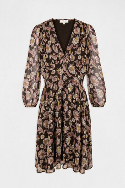 Straight dress 3/4-length sleeves multico ladies'