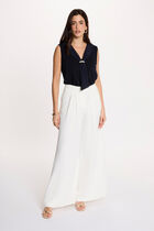T-shirt with tie neck navy blue women