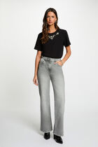 Short-sleeve t-shirt with rhinestones black women