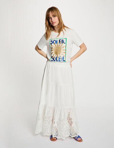 Maxi skirt lace detail white women