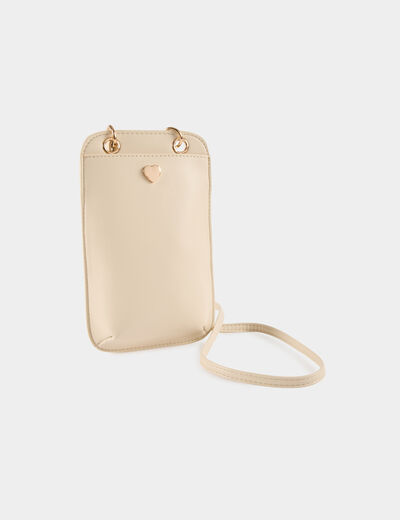 Heart buckle pouch ivory women