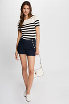 Fitted denim short raw denim women