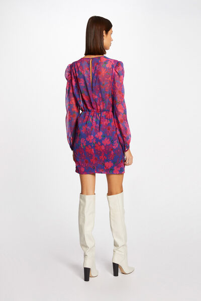 Draped fitted dress with floral print multico ladies'