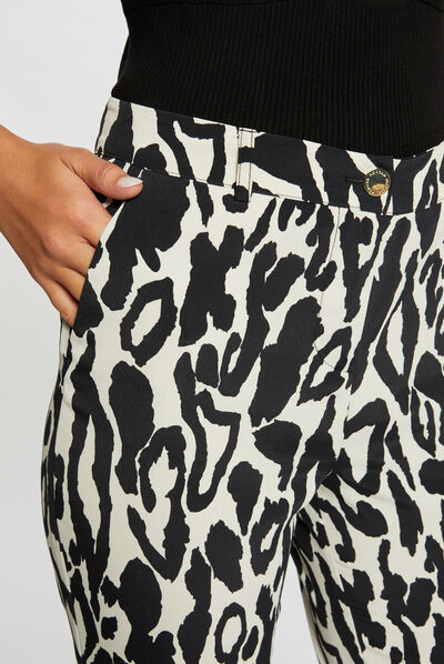 Straight trousers with animal print multico ladies'