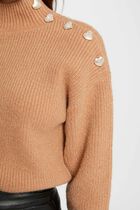 Long-sleeved jumper with buttons camel women