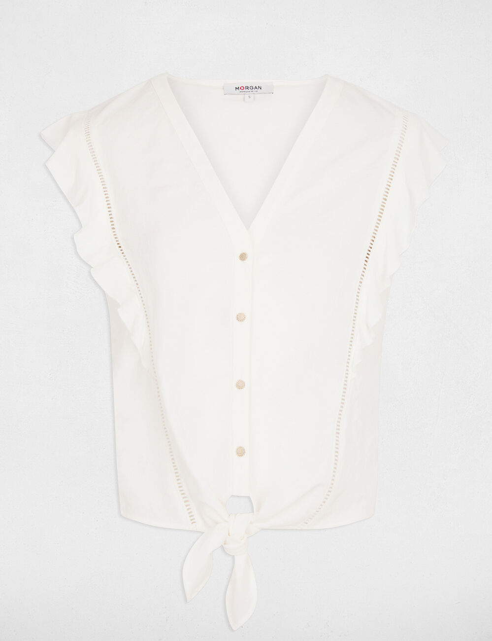 Tied shirt with v-neck white women