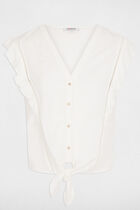 Tied shirt with v-neck white women