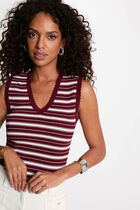 Sleeveless V-neck sweater bordeaux women