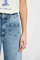 High-waisted wide-leg jeans heavy stone wash denim women