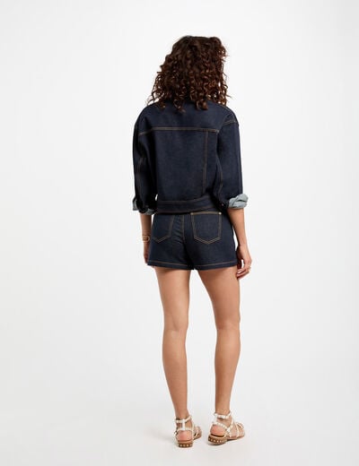 Blouson court en jean denim brut femme