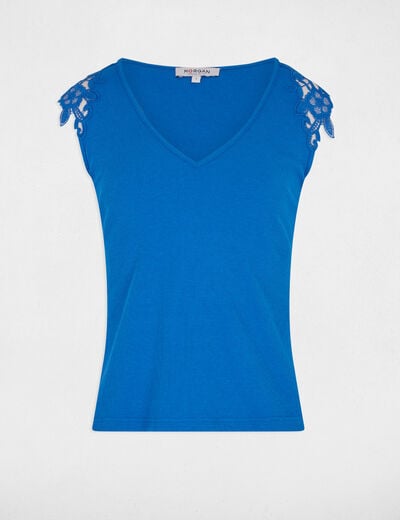 Sleeveless vest top electric blue women