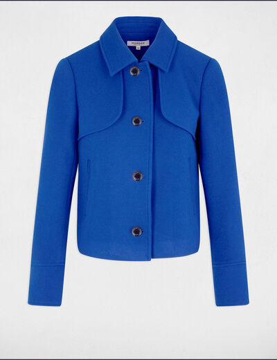 Short buttoned coat blue women