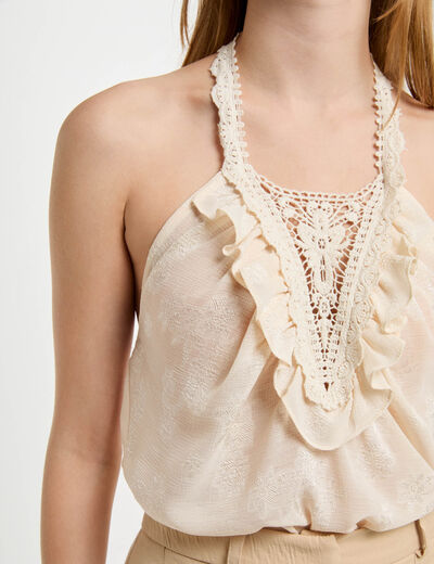 Top with lace detail cream women