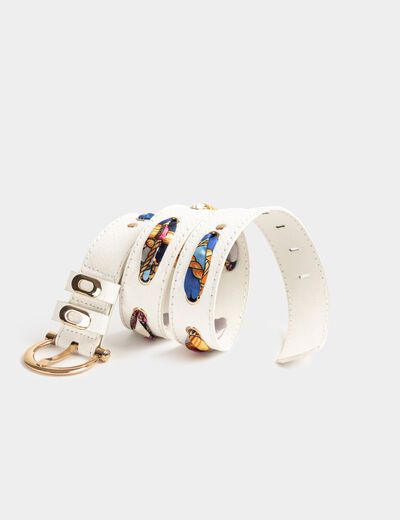 Belt with scarf and croc effect white ladies'