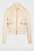 Short suede jacket light brown women