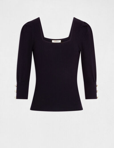 Jumper with puff 3/4-length sleeves navy ladies'