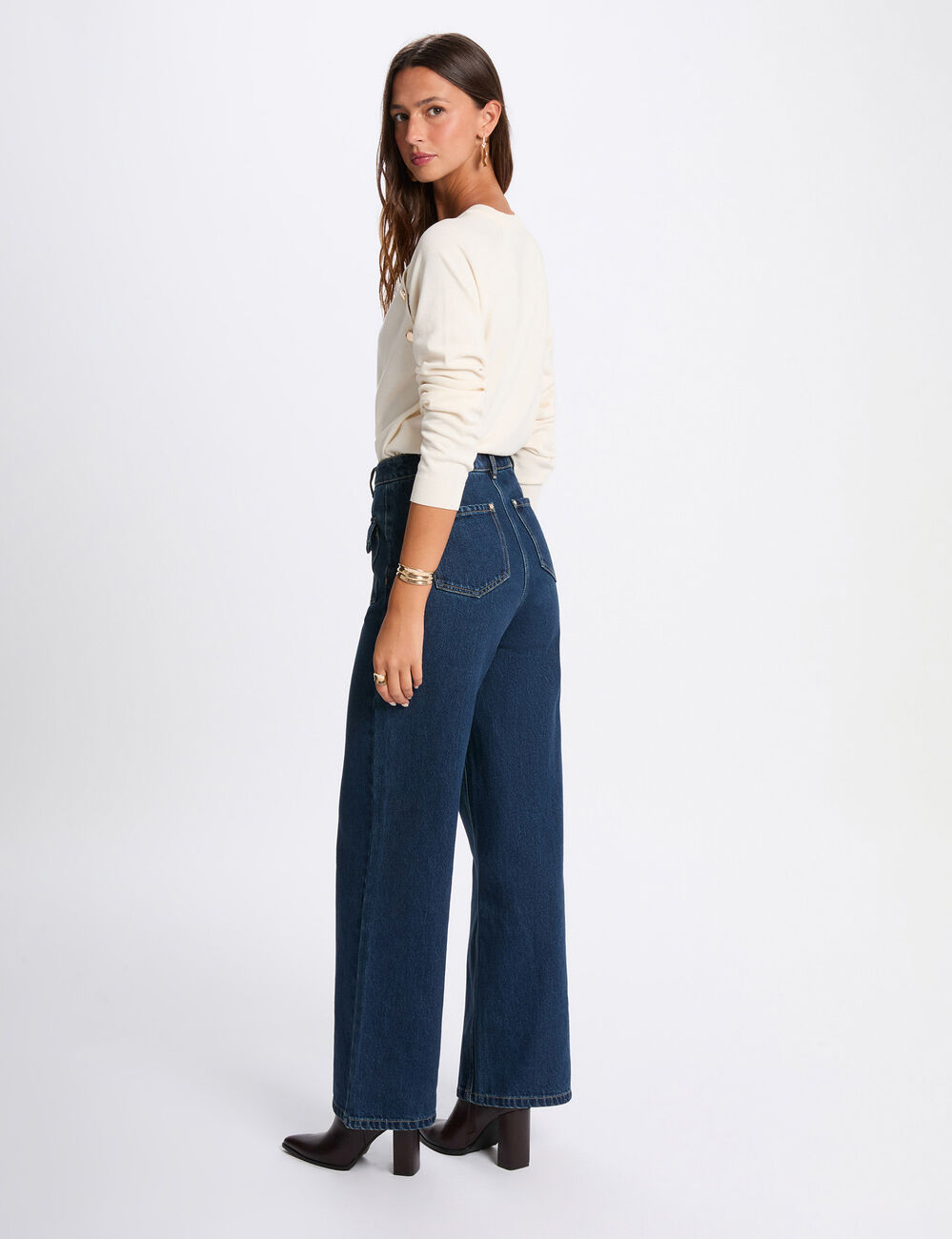 Fitted lightweight sweater ivory women