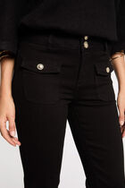Jeans bootcut poches à rabat noir femme