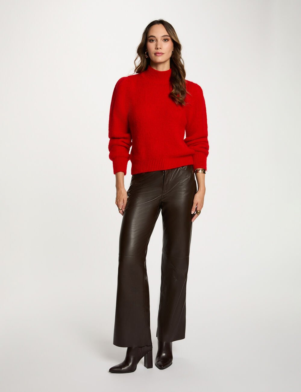 Jumper high collar red women