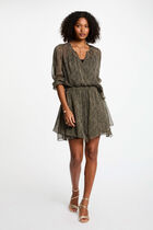 Robe courte évasée imprimée multicolore femme