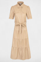 Faux leather maxi dress camel women