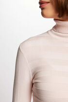 Pull manches longues col roulé rose femme