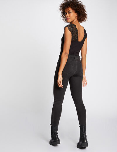 Short-sleeved t-shirt with lace black women