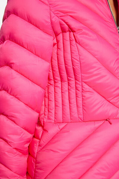 Straight zipped padded jacket fuchsia ladies'