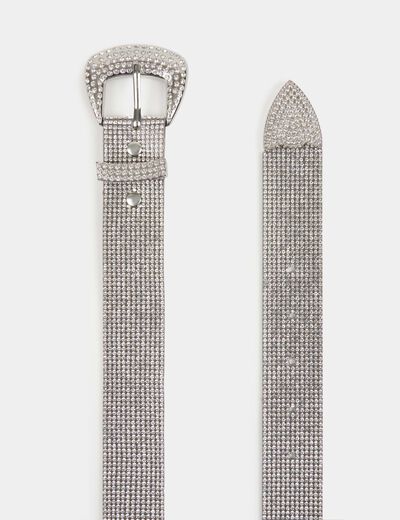 Belt with rhinestones silver color women