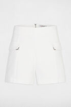 Fitted shorts with flaps ecru women