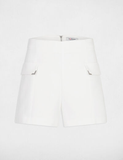 Fitted shorts with flaps ecru women