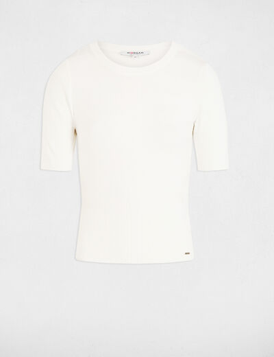 Jumper with short sleeves ivory women