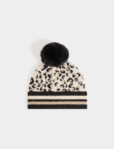 Beanie leopard print multicolor women