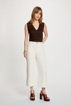 Wide-leg high-waisted cropped trousers white women
