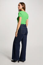 Short-sleeved ribbed t-shirt green women
