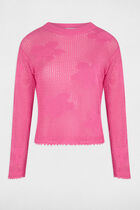 Jumper openwork and round neck pink women