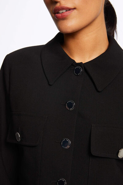 Straight buttoned jacket black ladies'