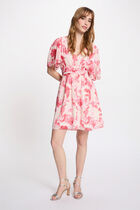 Robe cache-coeur manches volant&eacute;es multicolore femme