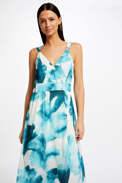 Printed maxi wrap dress multico ladies'