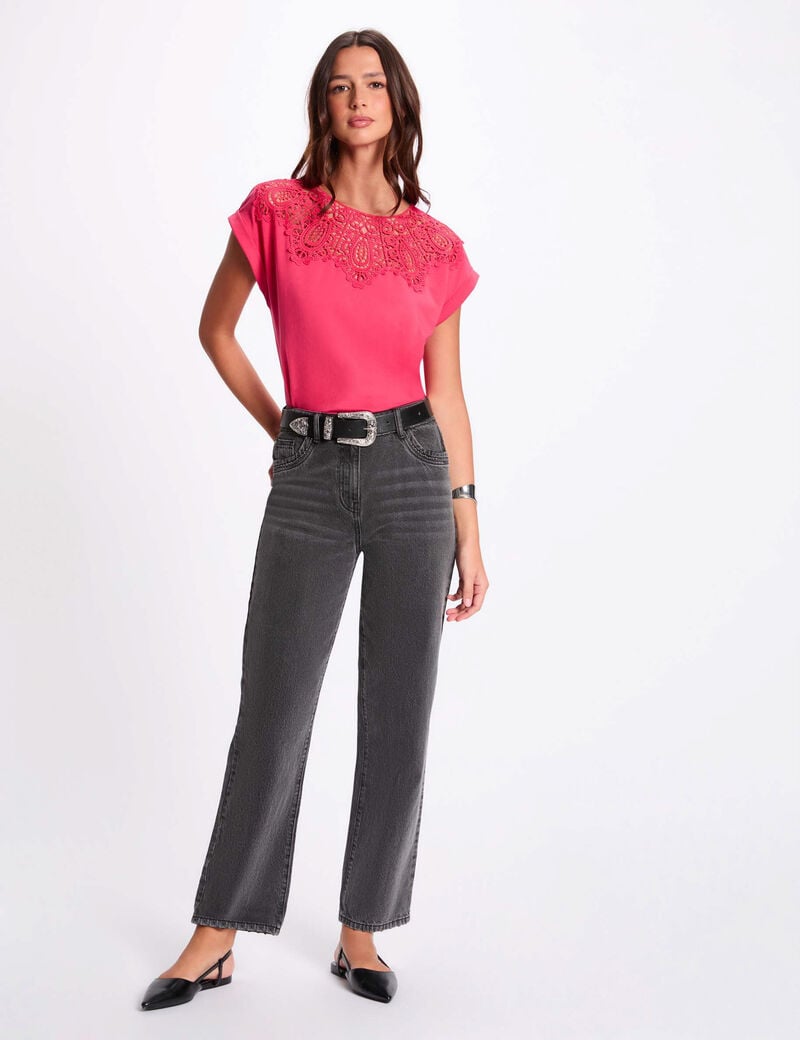 Short-sleeved t-shirt fuchsia pink women