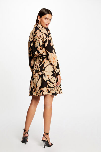 Straight shirt dress with vegetal print multico ladies'