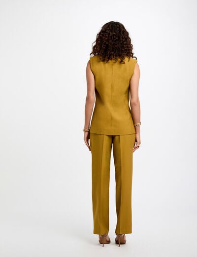 Sleeveless blazer khaki green women
