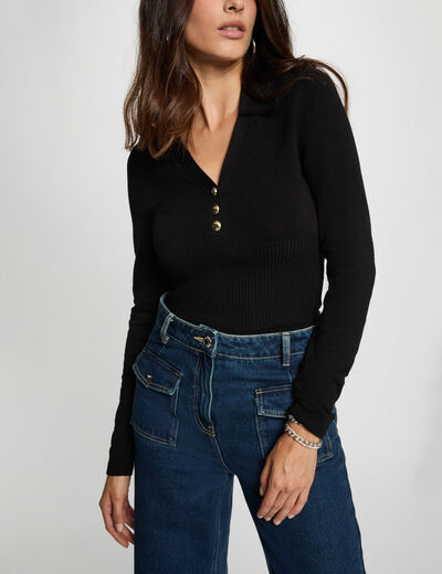 Fitted polo neck sweater black women