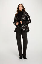 shiny cropped puffer jacket black women Shiny cropped puffer jacket black women