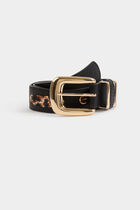 Wide faux leather belt black women
