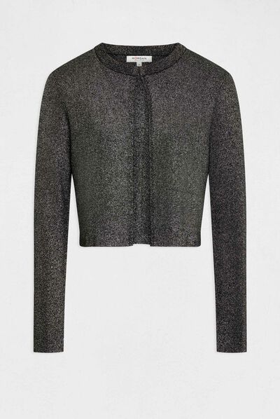 Long-sleeved cardigan with round neck silver ladies'