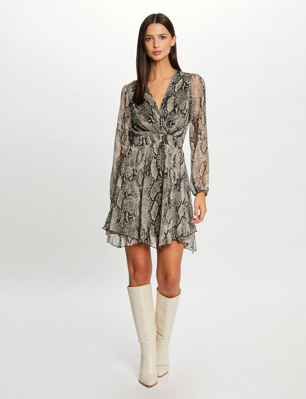 A-line dress with snake print multicolor women