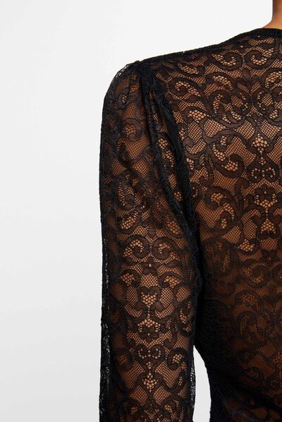 Long-sleeved t-shirt with lace black ladies'