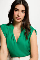 Blouse manches courtes satin vert prairie femme