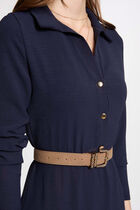 Robe midi droite fluide bleu marine femme